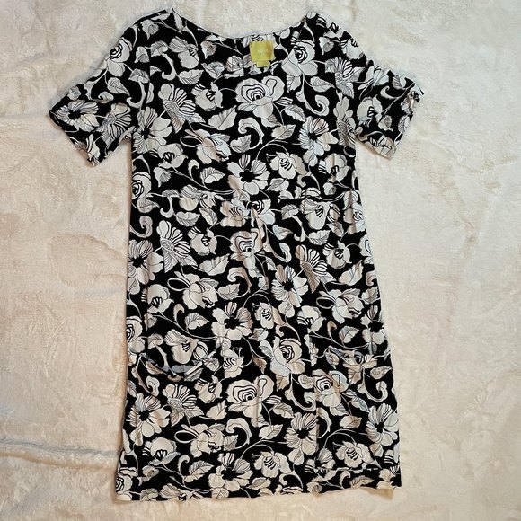 MAEVE Anthropologie Black/White Floral Tunic Top/Dress Size 2 - Picture 1 of 7